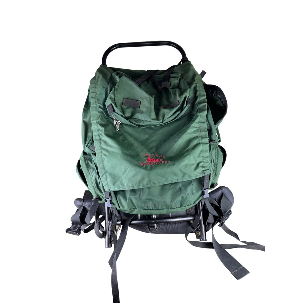 Vintage Trekker Wonderland External Frame Hiking Backpack Green Camping Rucksack